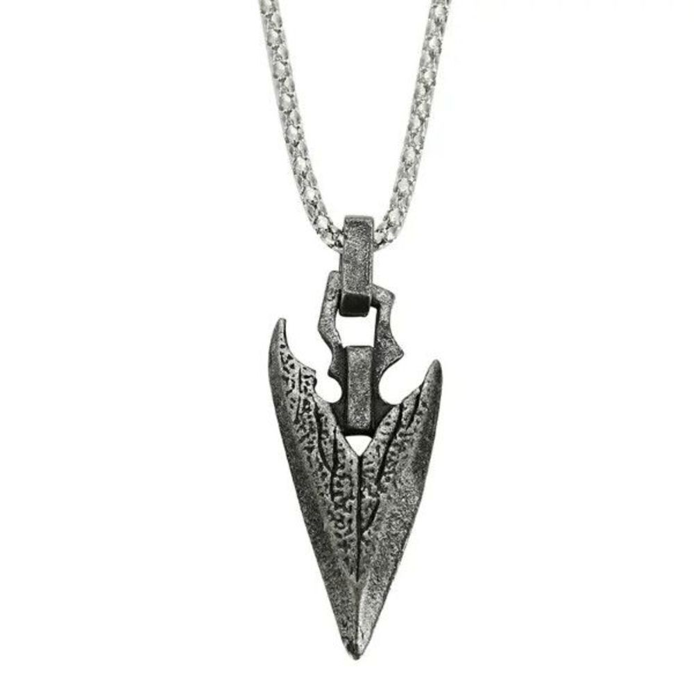 Antique Stainless Steel Arrowhead Dagger Pendant Necklace
